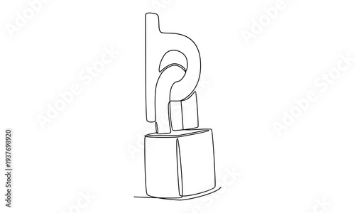continuous line of padlock illustration