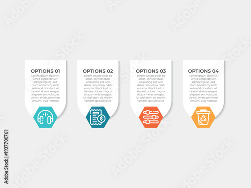 vector illustration infographic design template with 4 steps. Template for process, presentations, layout, banner, brochure.