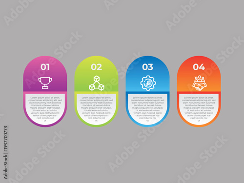 vector illustration infographic design template with 4 steps. Template for process, presentations, layout, banner, brochure.