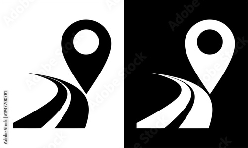 Road with Location Pin Icon Representing Navigation and Travel.