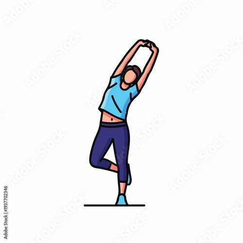 Woman in athletic wear performing yoga stretch with one leg bent