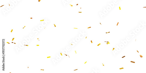 A delicate scattering of golden confetti against a stark white background, perfect for conveying a sense of elegance and festivity.
