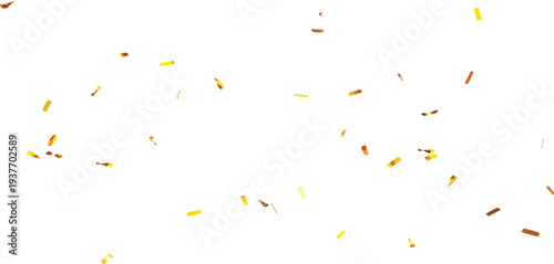 Festive gold confetti falling gently against a clean white background, celebrating success, joy, and special events. Perfect for party overlays and design elements.