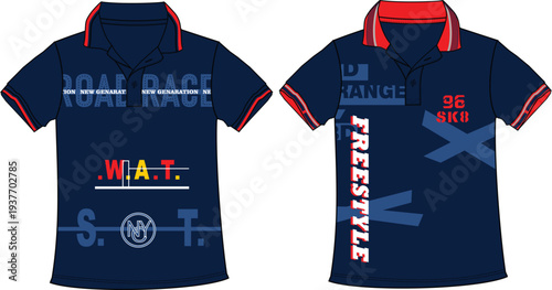 boys  fashion polo t shirt print illustrations design