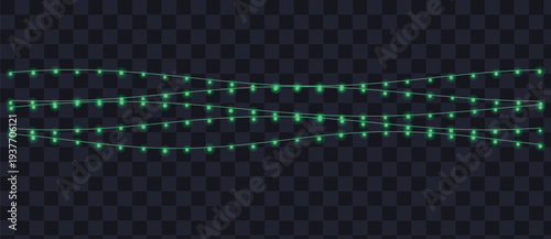 Bright green string lights illuminate the dark with a vibrant, glowing display for any celebration