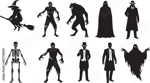witch, zombie, werewolf, ghost, skeleton, monster, spooky, creepy, eerie, scary, horror, undead, dark, Halloween, supernatural, witch silhouette, zombie 