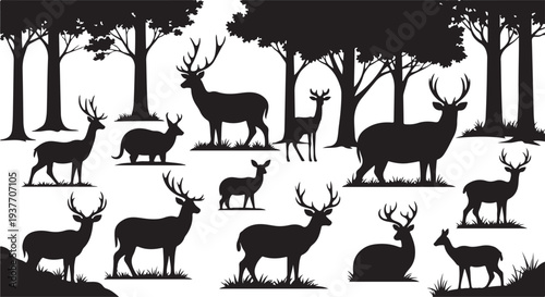 Forest Animals Silhouette Collection, Woodland Wildlife Vector Pack.