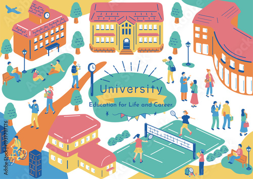 キャンパスライフを楽しむ学生達