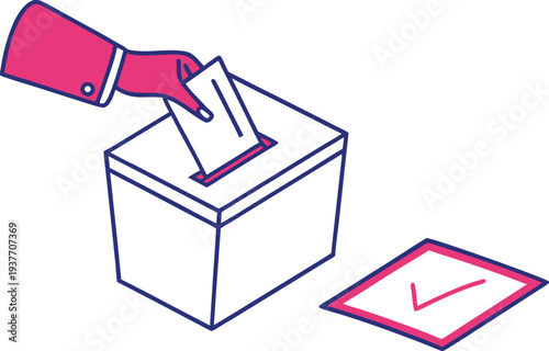 Election Voting Ballot Box Concept. Citizen Voting Ballot Box Illustration. Election Day Ballot Casting Scene. Democratic Voting Ballot Box Concept. Ballot Paper Casting In Election. Public Election