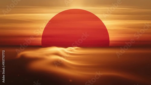 Stunning Golden Sunset Over Ocean with Blurred Motion Effect.