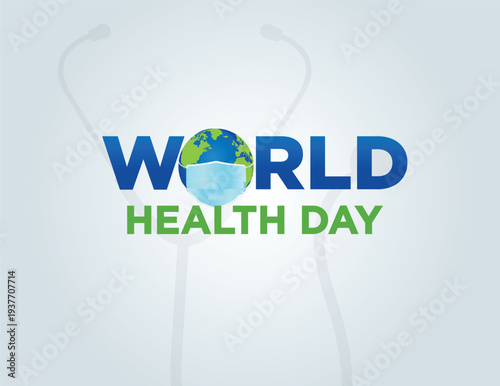 World Health Day Concept. Heart and stethoscope vector design. Vector illustration for World Health Day in gray background