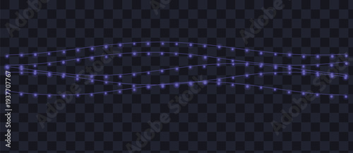 Gentle waves of glowing purple string lights create a celebratory atmosphere on a dark transparent backdrop