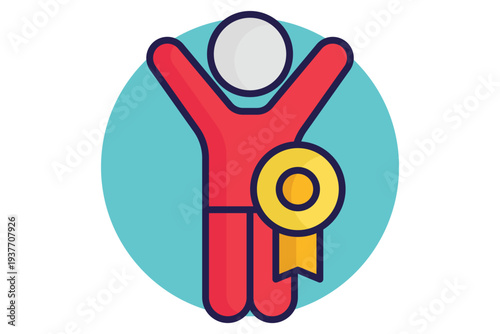 Achievement icon. Lineal color icon style. Icon related to award. success elements vector illustration