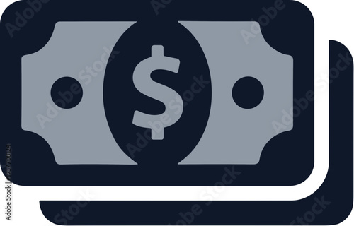 Minimalist Flat Style Paper Money Currency Financial Stack Payment Icon
