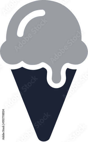 Flat Style Ice Cream Cone Delicious Sweet Dessert Food Icon Design