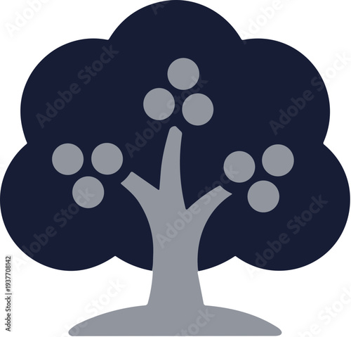 Flat Simple Tree with Fruit Orchard Graphic Element Illustration