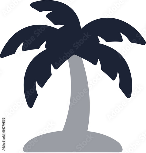 Flat Design Tropical Silhouette Palm Tree Isolated Nature Illustration