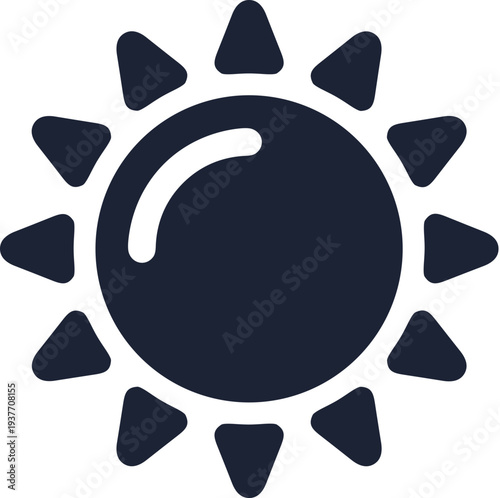 Simple Dark Style Sun Icon Shining Weather Element Illustration