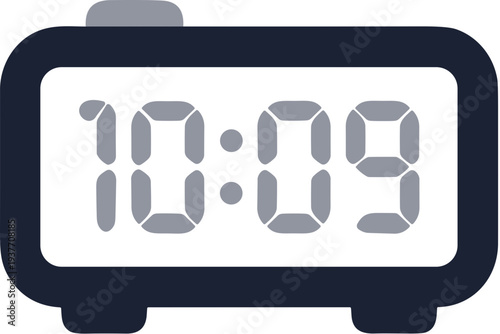 Simple Flat Digital Clock Displaying Ten Oh Nine Time Illustration