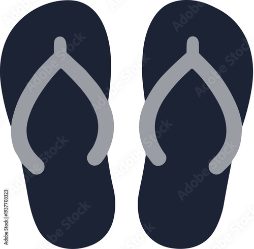 Flat Design Summer Flip Flop Beach Footwear Symbol Icon Illustration