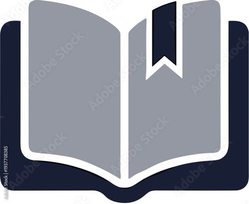 Minimalist Flat Open Book Bookmark Reading Education Icon