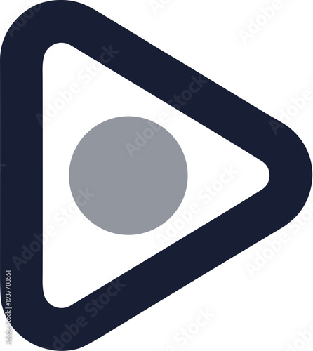 Minimalist Triangle Play Button with Dot Center Graphic Icon