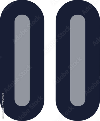 Simple Flat Vertical Capsule Shape Rounded Corner UI Element Icon