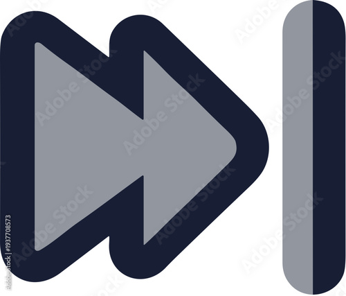 Cute Outline Forward Button with Pause Symbol Media Playback Icon