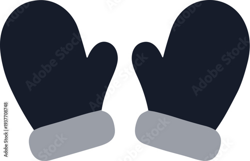 Flat Design Winter Dark Blue Mitten Clothing Accessory Illustration