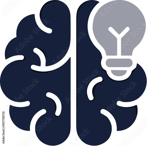 Flat Style Brain With Lightbulb Creativity And Innovation Education Icon