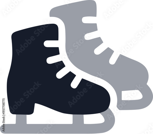 Flat Design Winter Sport Pair of Ice Skates Equipment Icon