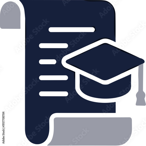 Modern Simple Graduation Cap Certificate Diploma Scroll Academic Education Icon