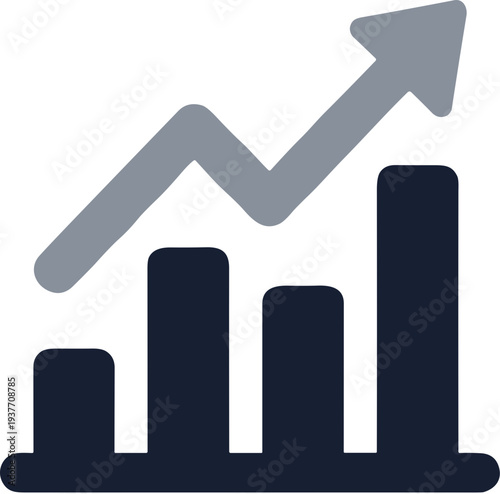 Minimalist Flat Growth Bar Chart with Arrow Upward Icon Design