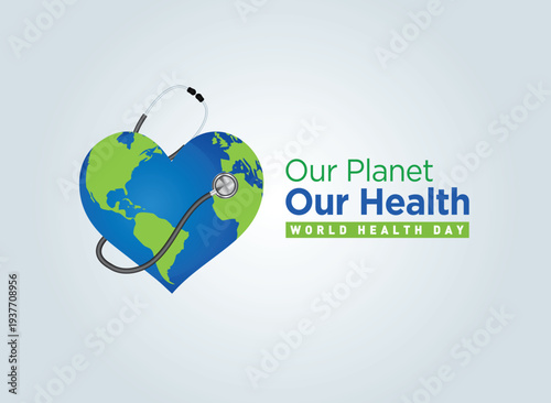 World Health Day Concept. Heart and stethoscope vector design. Vector illustration for World Health Day in gray background