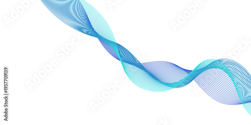 Abstract blue smoke and wave patterns flow in a smooth motion to create a creative vector illustration with light curves and business background design