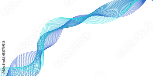 An abstract blue wave design features smooth curves and swirling motion patterns with flowing lines of light to create a colorful vector art backdrop and wallpaper