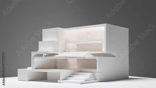 verglas. Abstract architectural model with stepped sections and clean cuts. real-estate listings, architecture portfolios, designed for interior renovation comparisons for interiors.