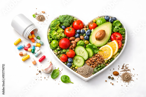 Food as Medicine Concept – Healthy Heart Nutrition vs Supplements