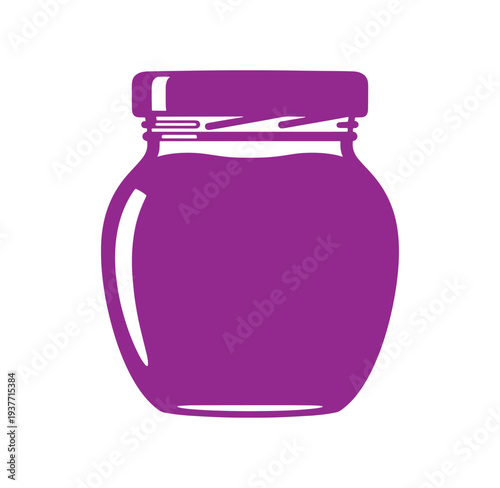 Purple jar with lid isolated on white background