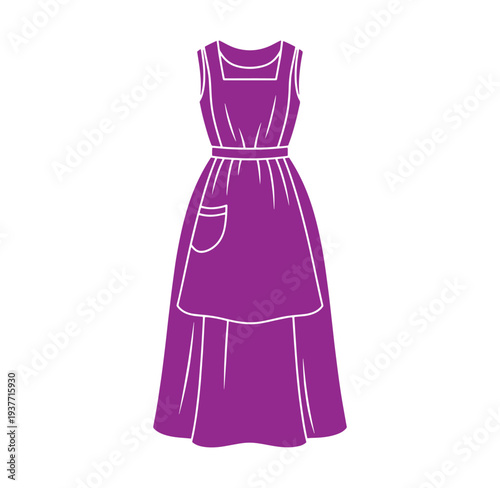 Purple sleeveless dress with belt and pocket  womens fashion illustration