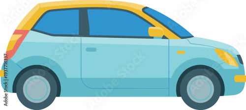 Compact hatchback car side view vector illustration with modern city vehicle design isolated on white background suitable for transportation automotive and urban mobility concepts