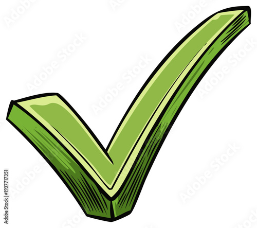 Green Checkmark Symbol Hand Drawn Style Approval Validation Sign Icon