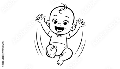 Baby vector illustration jumping with joy and excitement in the air