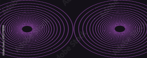 3D purple techno background. Big data visualization on dark space with dotted lines shape decoration. Modern graphic design element dots circle style concept for banner, flyer, card, cover or brochure