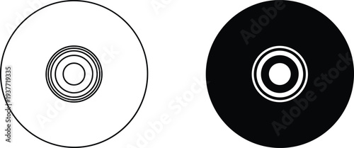 Two vinyl records one white and one black side by side on white background