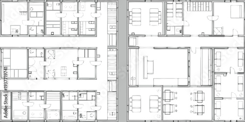 Architectural floor plan sketch of a multi room building layout