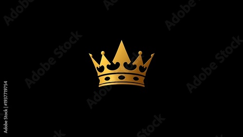 couter. Massive golden crown icon centered on a pure black background. event programs, museum guides, designed for cultural heritage projects and event programs, elevates cultural identity.