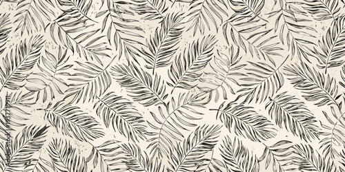 Stylized tropical palm leaves create a seamless repeating pattern