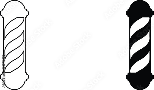 Classic Barber Pole Icon Black and White Symbol for Haircut and Shaving Services