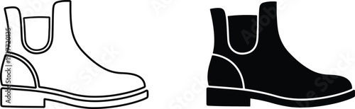 Ankle Boot Icon Black and White Symbol for Footwear and Fashion